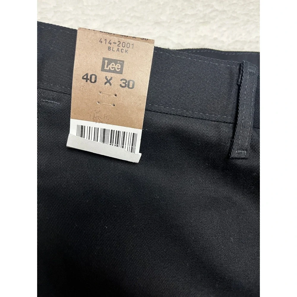 Lee Pants Mens 40x30 Black Plain Front Wrinkle Free Relaxed Tapered 414-2001 NWT